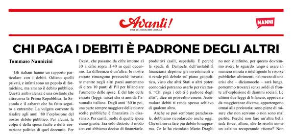 Chi paga i debiti è padrone degli altri