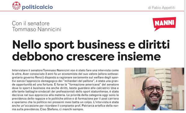Nello sport business e diritti devono crescere insieme